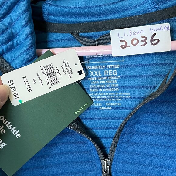 LL Bean Airlight Knit Half Zip Hoodie Pullover - Men's Size XXL - Blue - Picture 4 of 13